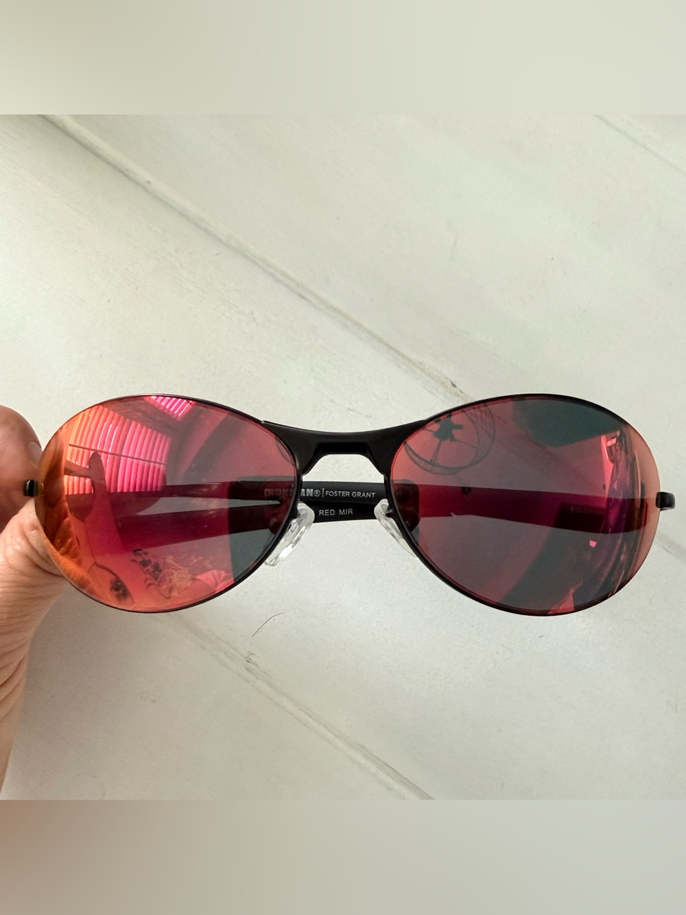 Ironman Foster Grant IF 1904 Sunglasses Red Mirrored Wrap Sport Black Unisex